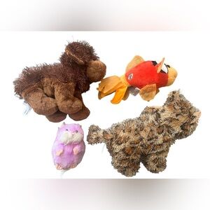 4 GANZ webkinz stuffed animals plush fish dog hamster leopard